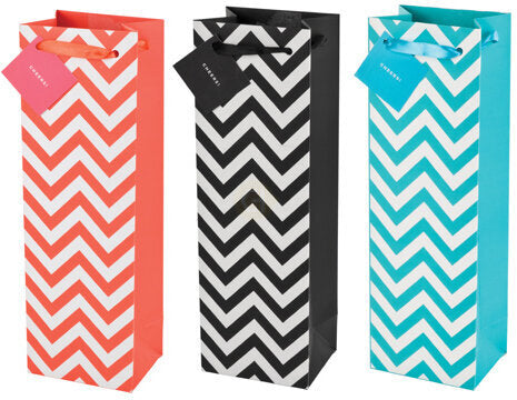 Chevron Single Bottle Wine Bag in Assorted Colors