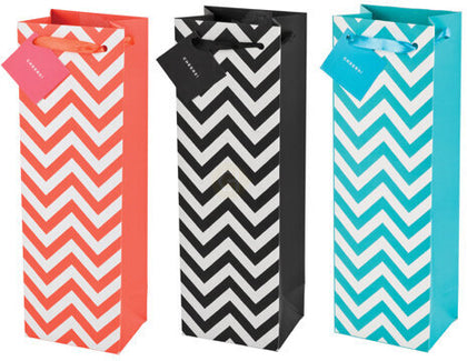 Chevron Single Bottle Wine Bag in Assorted Colors